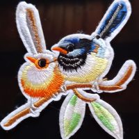 Couple oiseaux thermocollant