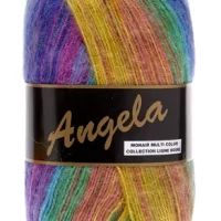 Pelote de laine à tricoter Lammy Yarn Angela multicolore jaune, vert, orange, bleu réf 401