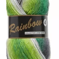 Pelote de laine à tricoter Lammy Yarn Rainbow 4 multicolore vert, noir réf 706