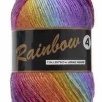 Pelote de laine à tricoter Lammy Yarn Rainbow 4 multicolore jaune, bleu, violet, vert réf 710