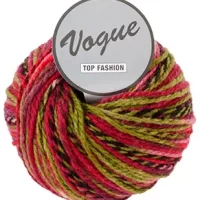Pelote de laine à tricoter Lammy Yarn Vogue multicolore rouge, rose, vert, noir réf 407