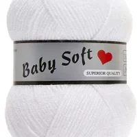 Pelote de laine à tricoter Lammy Yarn Baby Soft Blanc réf 5