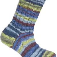 Pelote de laine à tricoter Lammy Yarn New Running - Multi multi couleur bleu-kaki-vert-jaune réf 427