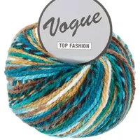 Pelote de laine à tricoter Lammy Yarn Vogue Multicouleur bleu-vert-marron-écru réf 408