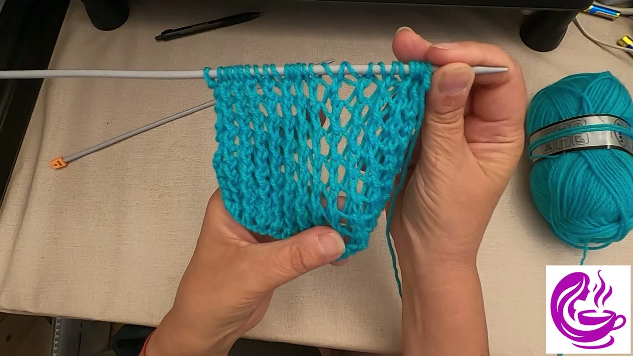 Point sur 2 rangs au tricot — laine Pelote de laine à tricoter Lammy Yarn No 1 Cyan réf 420