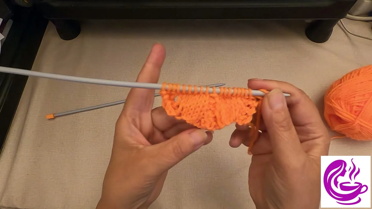 Point de lys au tricot — laine No 1 orange ref 213