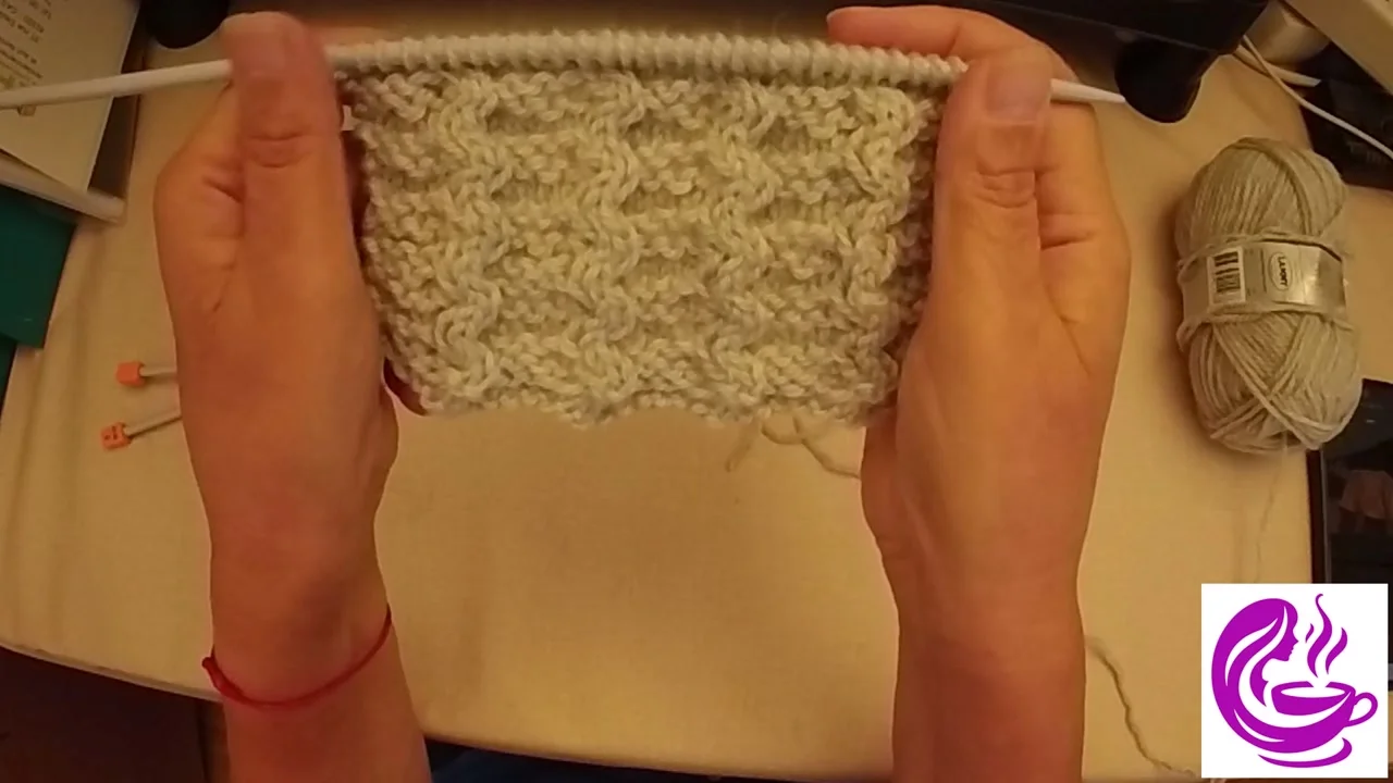 Point de serpent au tricot — laine Alaska gris clair ref 038